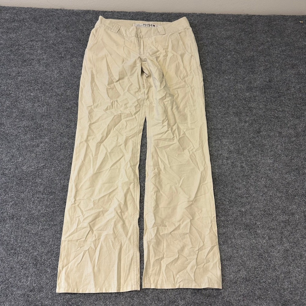 Mudd Pants Womens Size 7 Khaki Wide Leg Low Rise Cotton Blend Casual Flat Front
